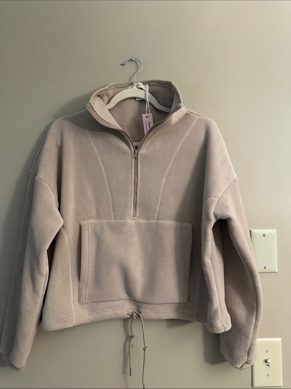 Women's Cozy Quarter-Zip Fleece Pullover Hoodie - Taupe